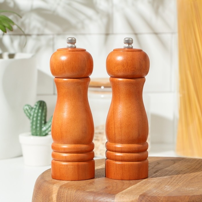 Набор для специй Доляна «Дуэт», 16,5 см, 2 мельницы, акация Набор для специй Доляна «Дуэт», 16,5 см, 2 мельницы, акация