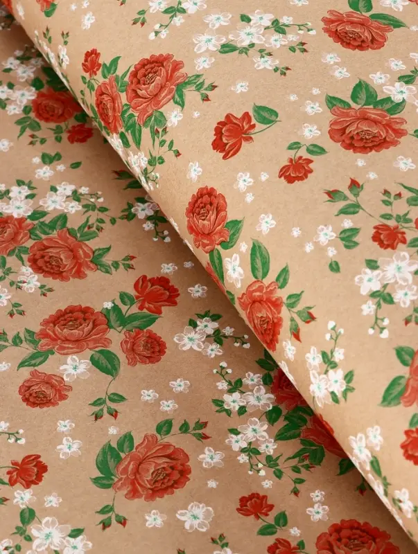 Бумага упаковочная крафт «Пионы», красный, 0.72×10±5% м, 60 г Бумага упаковочная крафт «Пионы», красный, 0.72×10±5% м, 60 г