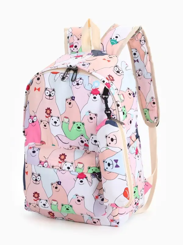 Рюкзак школьный &laquo;Мишка&raquo;, с пеналом, 29&times;12&times;41 см, разноцветный