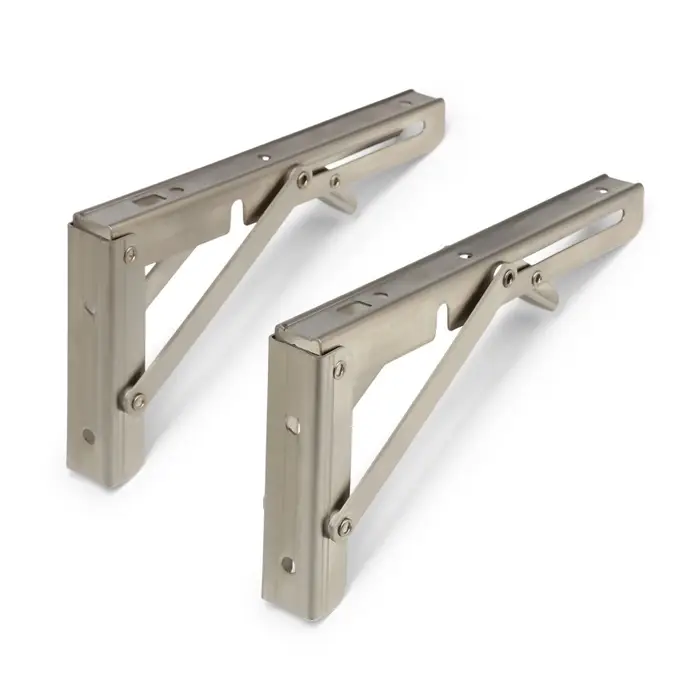 Кронштейн складной для столов и полок ТУНДРА, 2 шт., длина 200 мм, нержавеющая сталь
