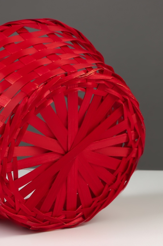 Корзина плетёная, 20×20×9 см, ручка h=25 см, бамбук, красная