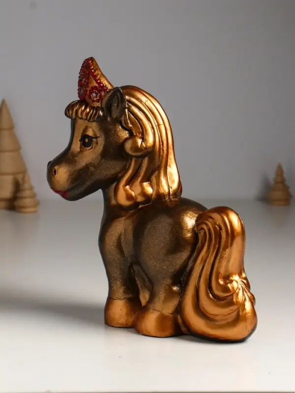 Копилка "Лошадь в кокошнике" 23х17,5х10 см, бронза