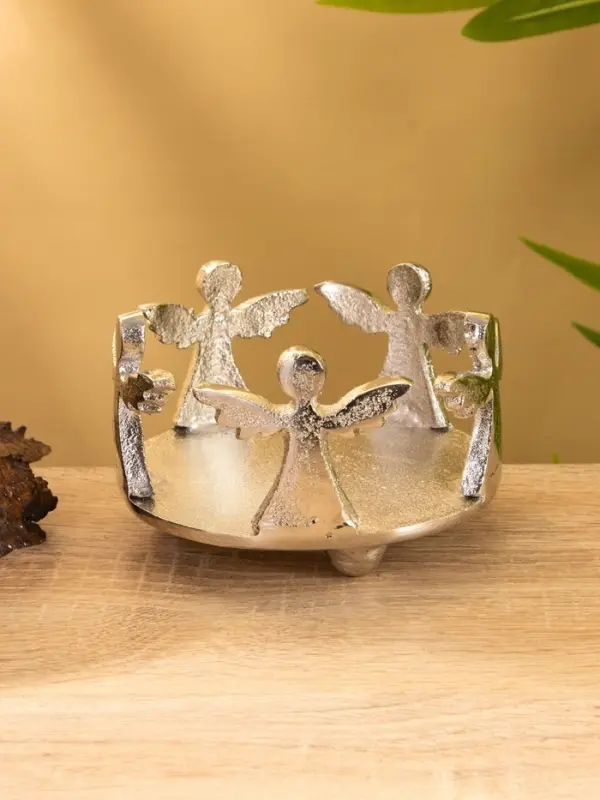 Подсвечник со стеклом &laquo;Ангелочки&raquo;, 11&times;11&times;11 см, алюминий