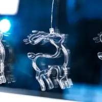 Гирлянда &laquo;Бахрома&raquo; 2.4&times;0.9 м с насадками &laquo;Олень&raquo;, IP20, прозрачная нить, 138 LED, свечение белое, 8 режимов, 220 В