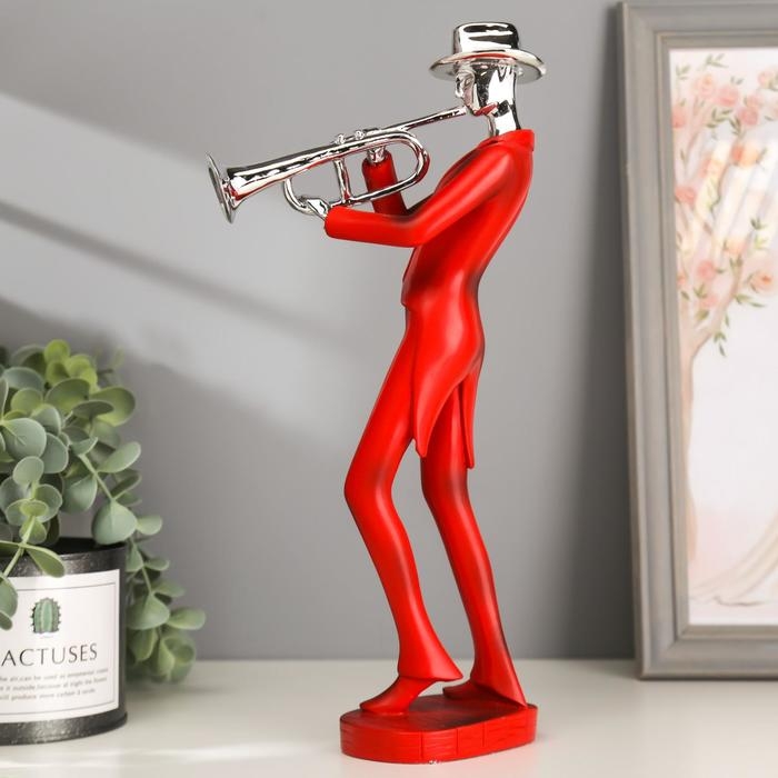 Сувенир полистоун  Сувенир полистоун "Музыкант с саксофоном" красный с серебром 29,5х10,5х13,5 см