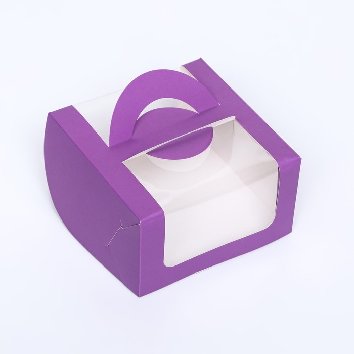 Коробка под бенто-торт с окном, сиреневый, 14 х 14 х 8 см Коробка под бенто-торт с окном, сиреневый, 14 х 14 х 8 см