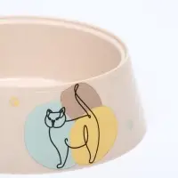 Миска для кошек &laquo;Мур-мяу&raquo;, 300 мл, 14.5&times;14.5&times;4 см, пластик, бежевая