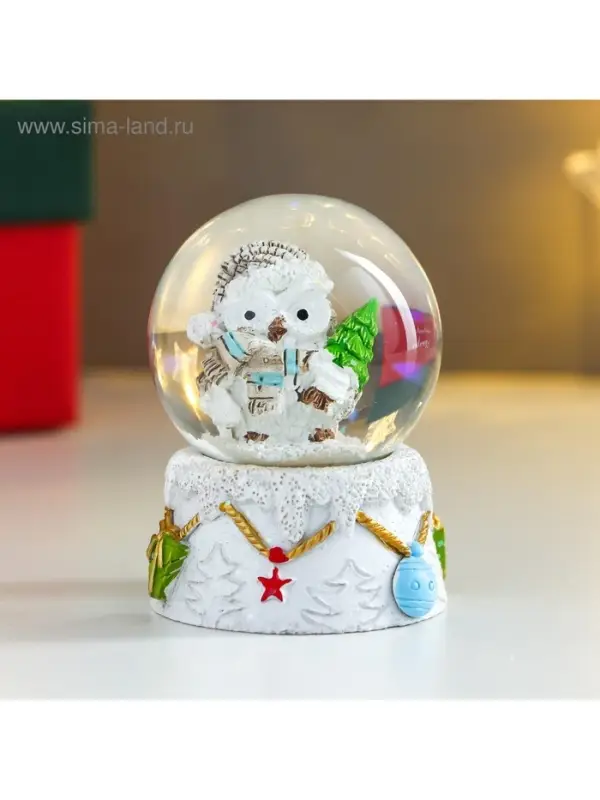 Снежный шар новогодний стеклянный &laquo;Совушка в колпаке, с ёлочкой&raquo;, d=4.5 см, 6&times;4.5&times;4.5 см