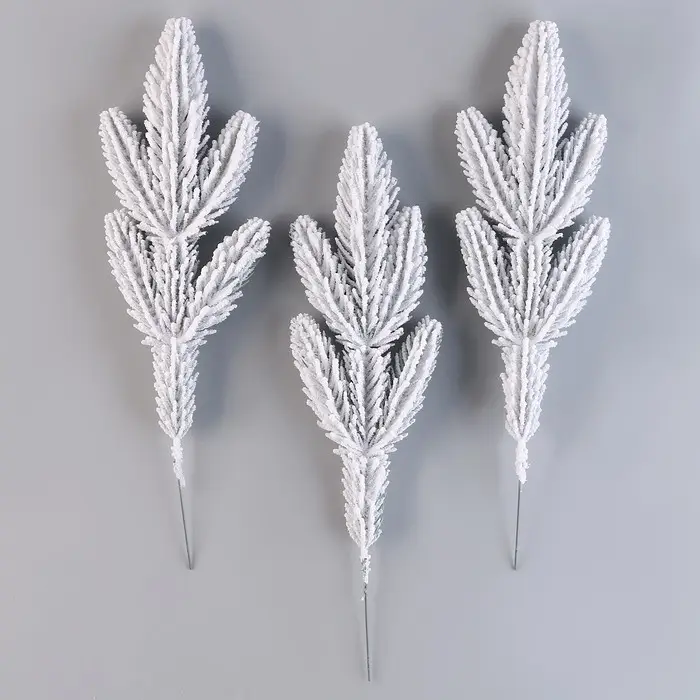 Литая веточка, голубая, заснеженная, набор 3 шт.