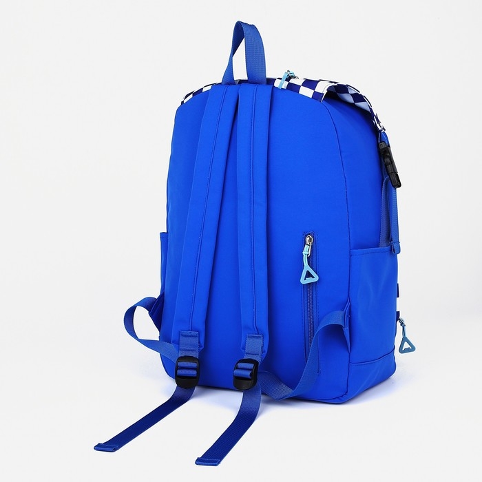 Рюкзак школьный из текстиля, 5 карманов, цвет синий