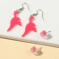 Серьги, набор украшений &laquo;Минни Маус и Дино&raquo;, розовые, золотой