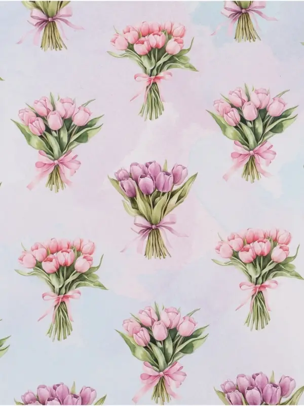 Бумага упаковочная глянцевая &laquo;Букетик цветов&raquo;, 70&times;100 см
