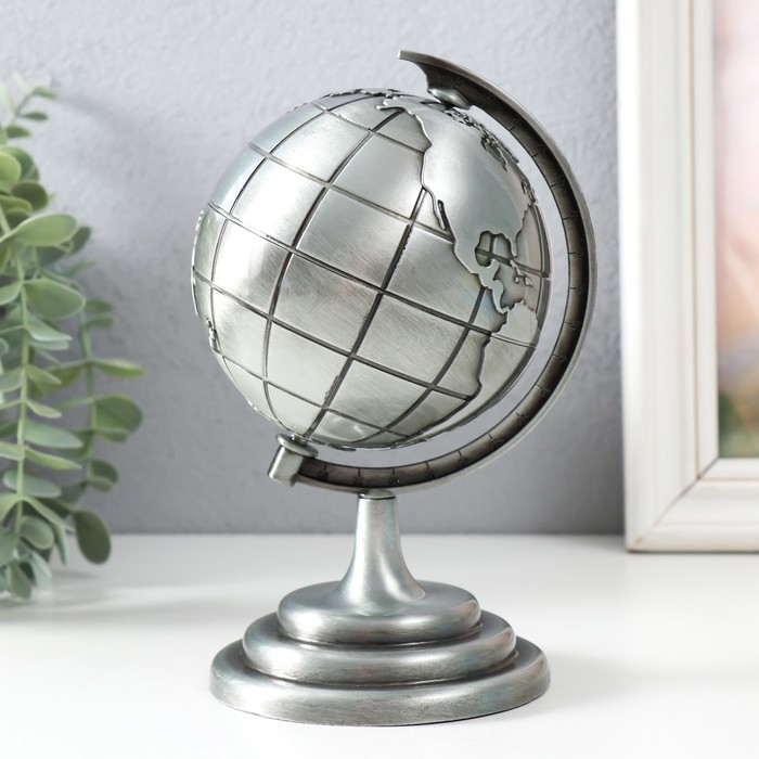 Сувенир металл  Сувенир металл "Глобус" серебро 10,5х11х18,5 см