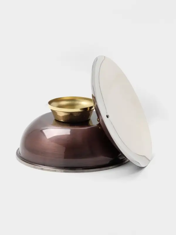 Блюдо глубокое с крышкой &laquo;Жемчуг&raquo;, 27&times;27&times;19 см, нержавеющая сталь, покрытие антик