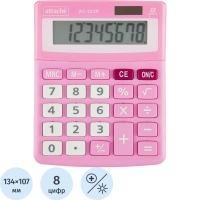 Калькулятор настольный КОМП Attache, AС-223R,8р,дв. пит, розовый,134x107x34