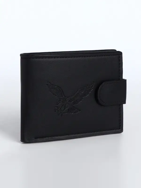Портмоне мужское &laquo;Орёл&raquo;, на кнопке, отдел для карт, монет, чёрное