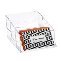 Подставка для визиток, прозрачная, 3 отделения