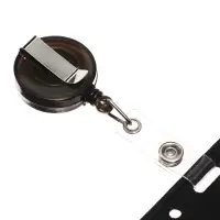 Бейдж - карман вертикальный кожзам, внешний размер 110&times;68 мм, внутренний размер 85&times;54 мм, рулетка 60 см, чёрный