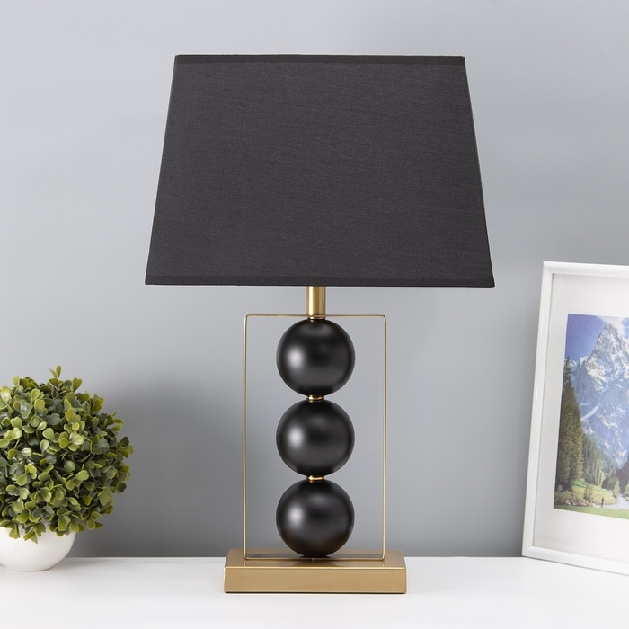 Настольная лампа с абажуром RISALUX «Оливер», Е27, 40 Вт, чёрный-латунь, фигурное основание, 33×22×53 см Настольная лампа с абажуром RISALUX «Оливер», Е27, 40 Вт, чёрный-латунь, фигурное основание, 33×22×53 см