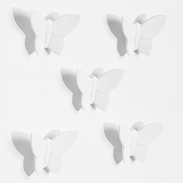 Декор настенный Декор настенный "Бабочки" 7,5 x 10,5 см, белый , (набор 5 шт)