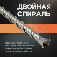 Бур по бетону ТУНДРА, двойная спираль, SDS-plus, 14&times;410 мм
