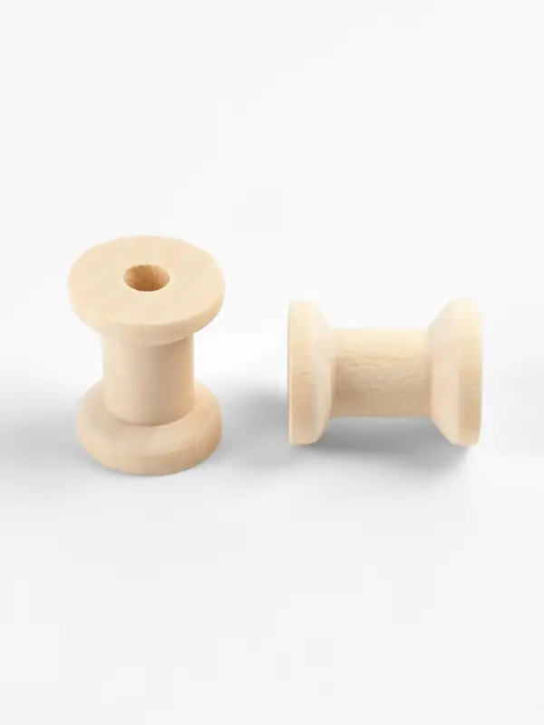 Набор деревянных катушек без покрытия, 15 шт., d=2&times;2.5 см