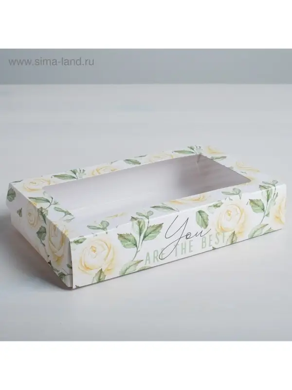 Кондитерская упаковка, коробка с ламинацией &laquo;Flowers&raquo;, 20&times;12&times;4 см