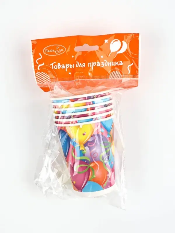 Стаканы бумажные Праздничное настроение 200мл 6шт