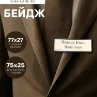 Бейдж горизонтальный, внешний размер 77&times;27 мм, внутренний размер 75&times;25 мм, на магните