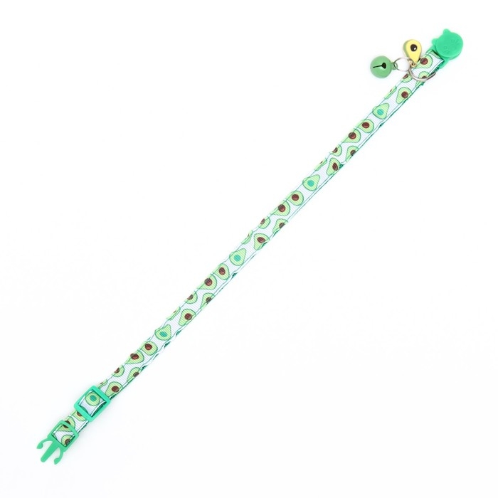 Ошейник текстильный Ошейник текстильный "Авокадо" с бубенчиком и подвеской, 19-32 х 1 см