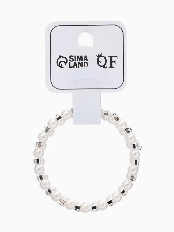 Браслет-пружинка &laquo;Жемчуг. Жемчужный ряд&raquo;, d=6.5 см, стразы, белый в серебре