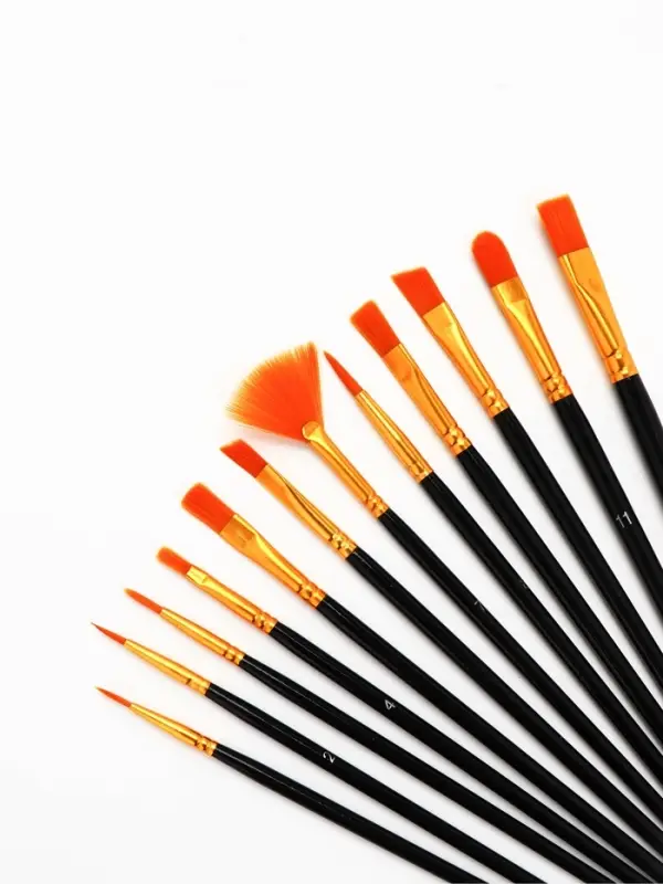 Кисть для рисования набор 12 шт. синтетика №1.2.3.4.5.6.7.8.9.10,11, 12