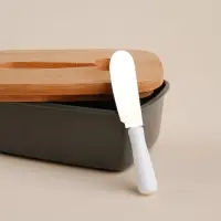 Маслёнка SL Home &laquo;Каса Перфекто&raquo;, с ножом для масла, бамбуковая крышка, 15&times;10&times;5.5 см
