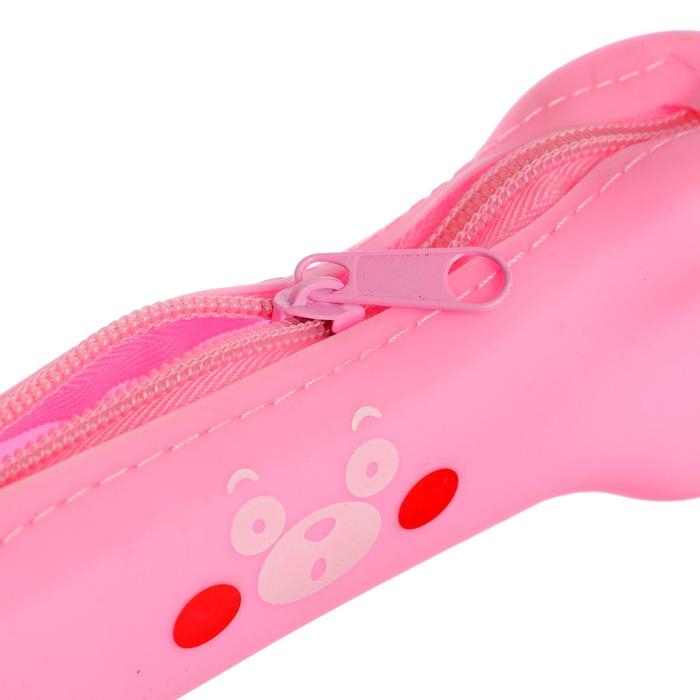 Пенал школьный Пенал школьный "Кость" на молнии, силиконовый, розовый