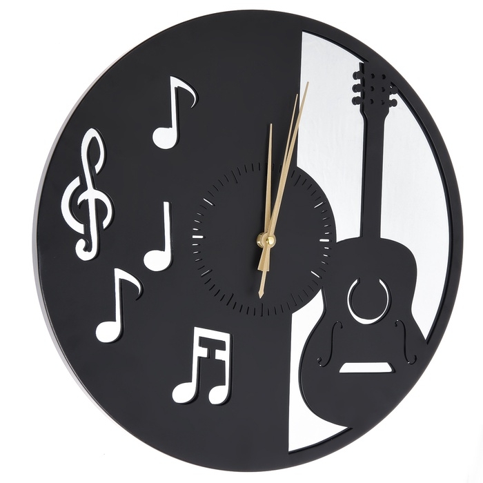 Часы настенные интерьерные «Гитара», плавный ход, d-40 см, с зеркалом Часы настенные интерьерные «Гитара», плавный ход, d-40 см, с зеркалом