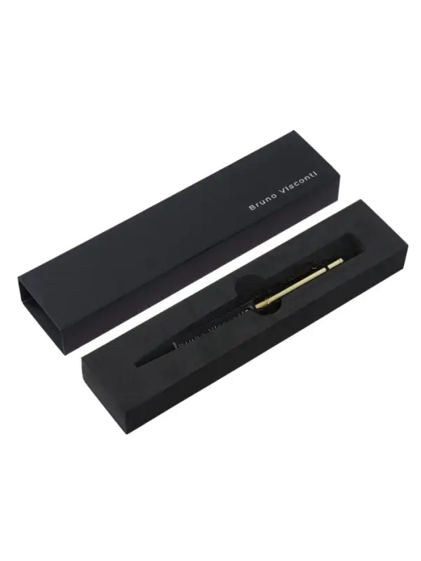 РУЧКА "PALERMO" В ПОДАРОЧНОМ ФУТЛЯРЕ, 0.7 ММ, СИНЯЯ (корпус  зол, футляр черный)