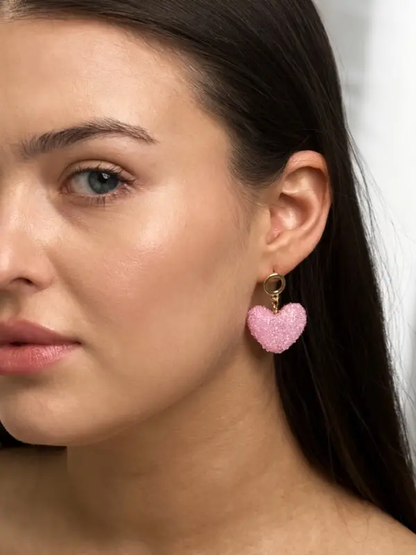 Серьги &laquo;Сердце сахарное&raquo;, розовые в золоте