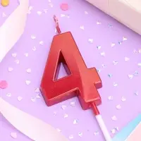 Свеча в торт на шпажке «Цифра 4», красная, 5 см