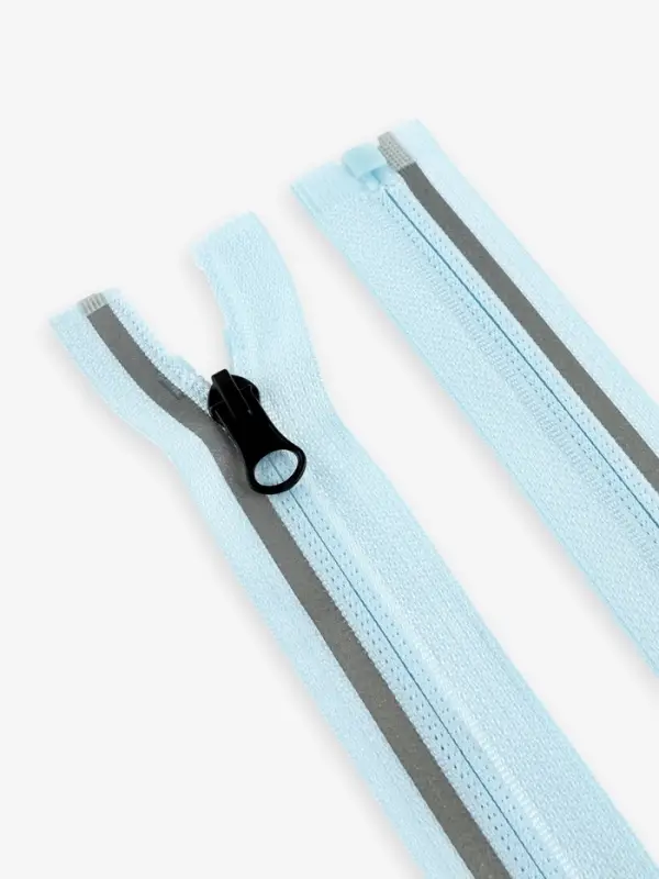 Молния &laquo;Спираль&raquo;, №5, разъёмная, со светоотражающей полосой, замок автомат, 60 см, голубая