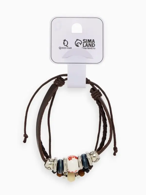 Браслет кожаный &laquo;Хиппи. Бусина&raquo;, d=6 см, коричневый