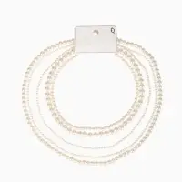 Бусы &laquo;Жемчуг&raquo;, многоярусный 5 нитей, бусины №4, 6, 8, 10, цвет молочный в серебре, 70 см