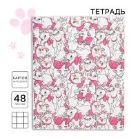 Тетрадь в клетку 48 листов, картонная обложка «Коты-аристократы, Мари»