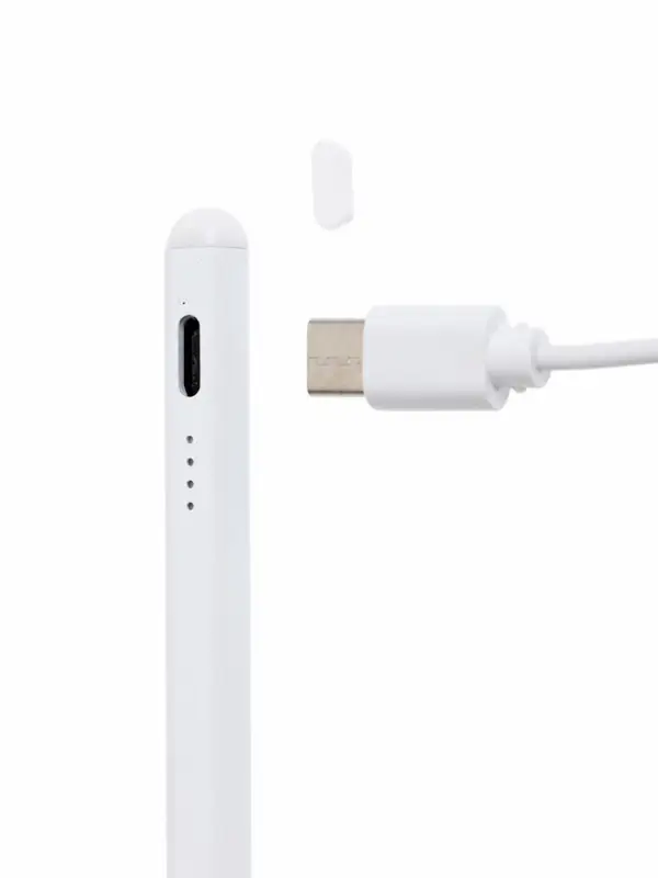 Стилус универсальный, 3 наконечника, кабель Type C- USB, белый