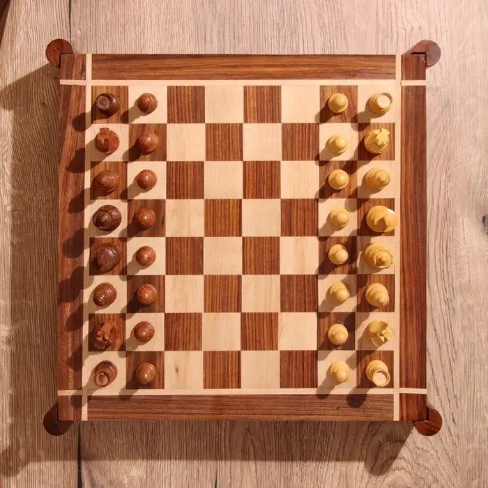 Игра настольная 3 в 1, шахматы, домино, кубики, доска 35&times;35 см, дерево шишам