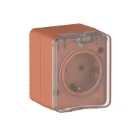 AtlasDesign PROFI IP54 О/У РОЗЕТКА с заземлением со шторками 16А 250В, ТЕРРАКОТОВЫЙ