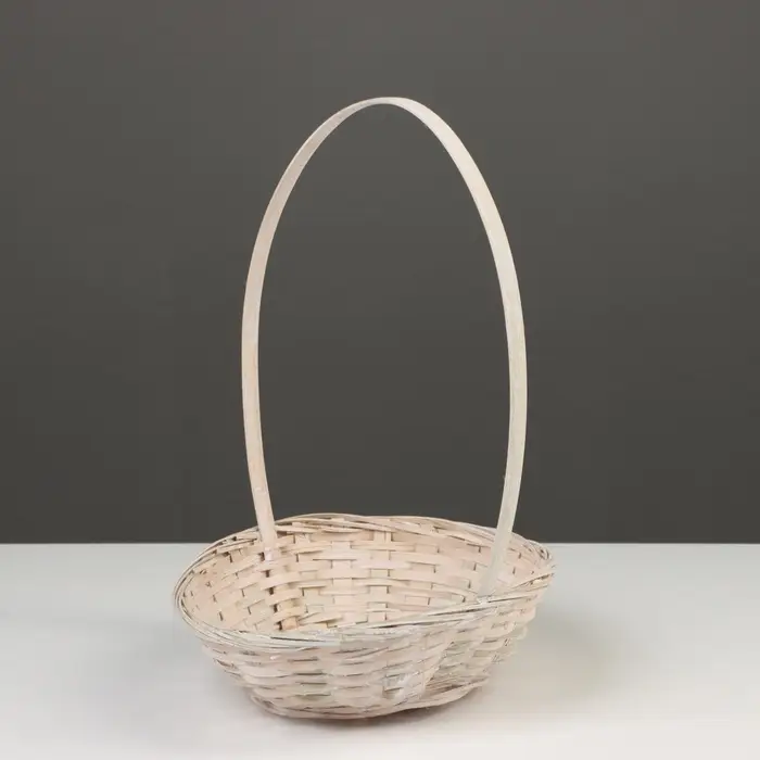 Корзина плетёная, 19&times;5 см, белый, бамбук