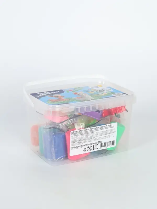 Тесто-пластилин, 12 цветов, 6 формочек + скалка: 16 см