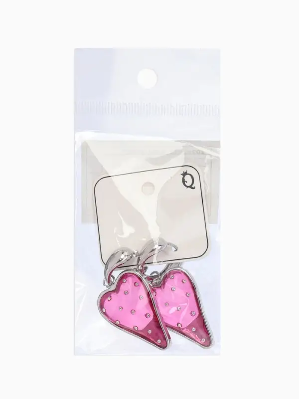 Серьги ассорти &laquo;Клубника-сердце&raquo;, розовый в серебре