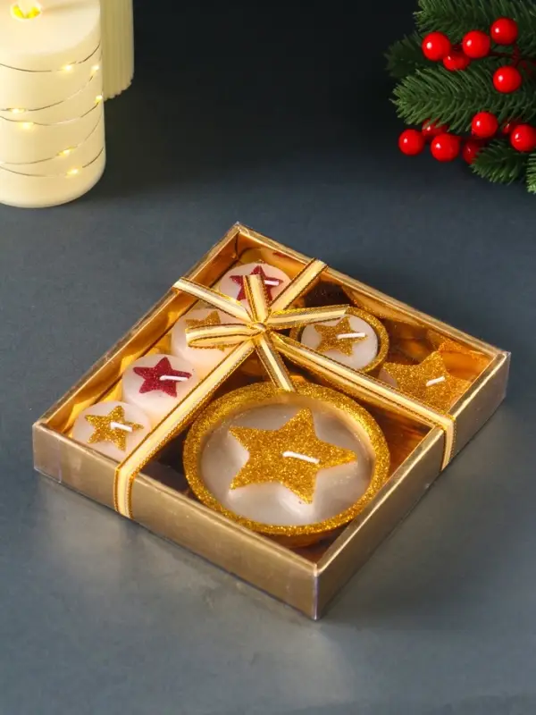 Набор свечей &laquo;Звёзды и подсвечник&raquo;, 7 шт., 15.8&times;16.8&times;3.3 см