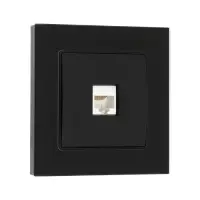 Розетка компьютерная TOT Glossy Glass, стекло, скрытая, одноместная, чёрная